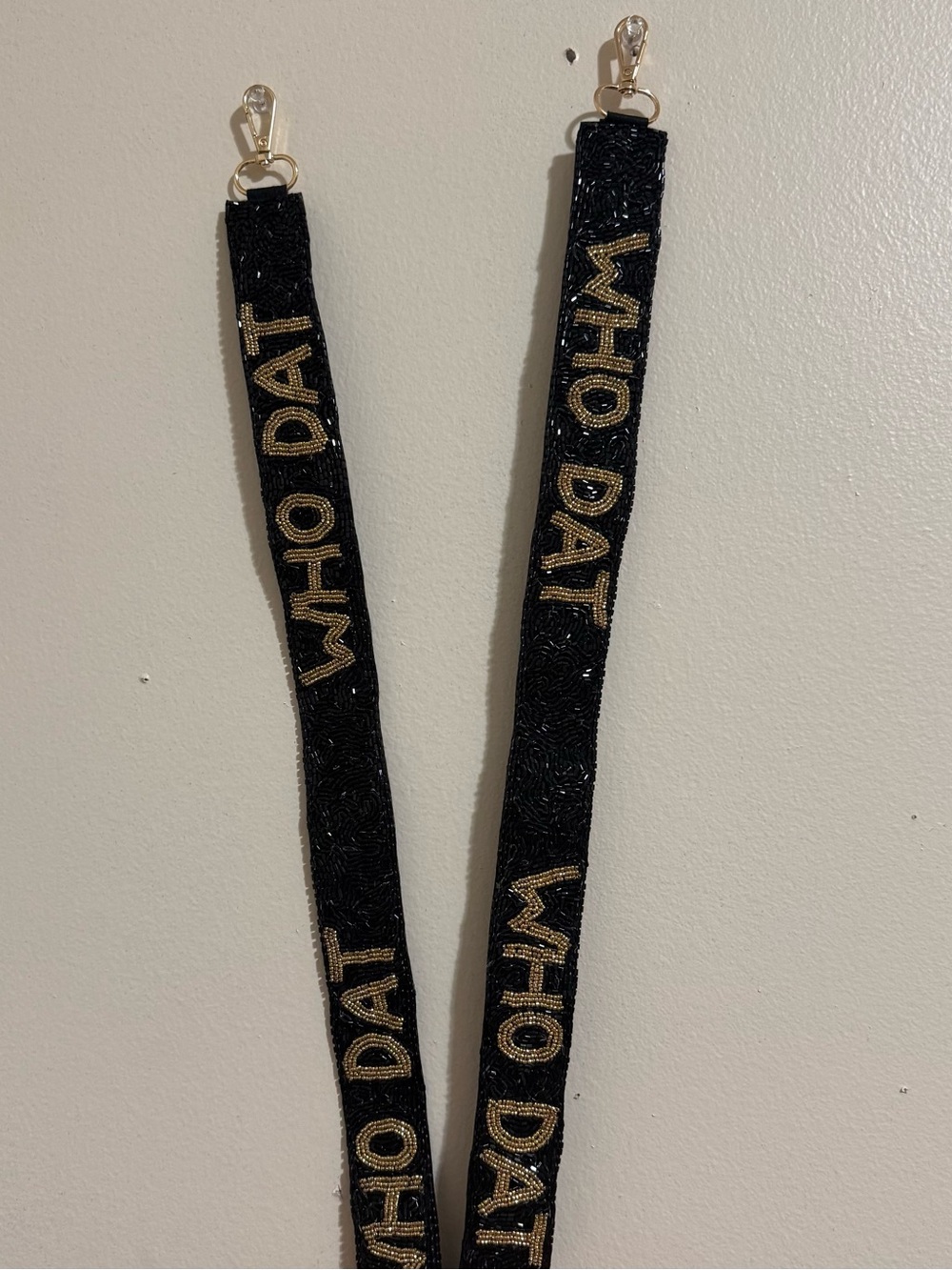 🏈❤️LAST ONE! NEW Black and Gold Beaded Who Dat Purse Strap Saints - Picture 9 of 13